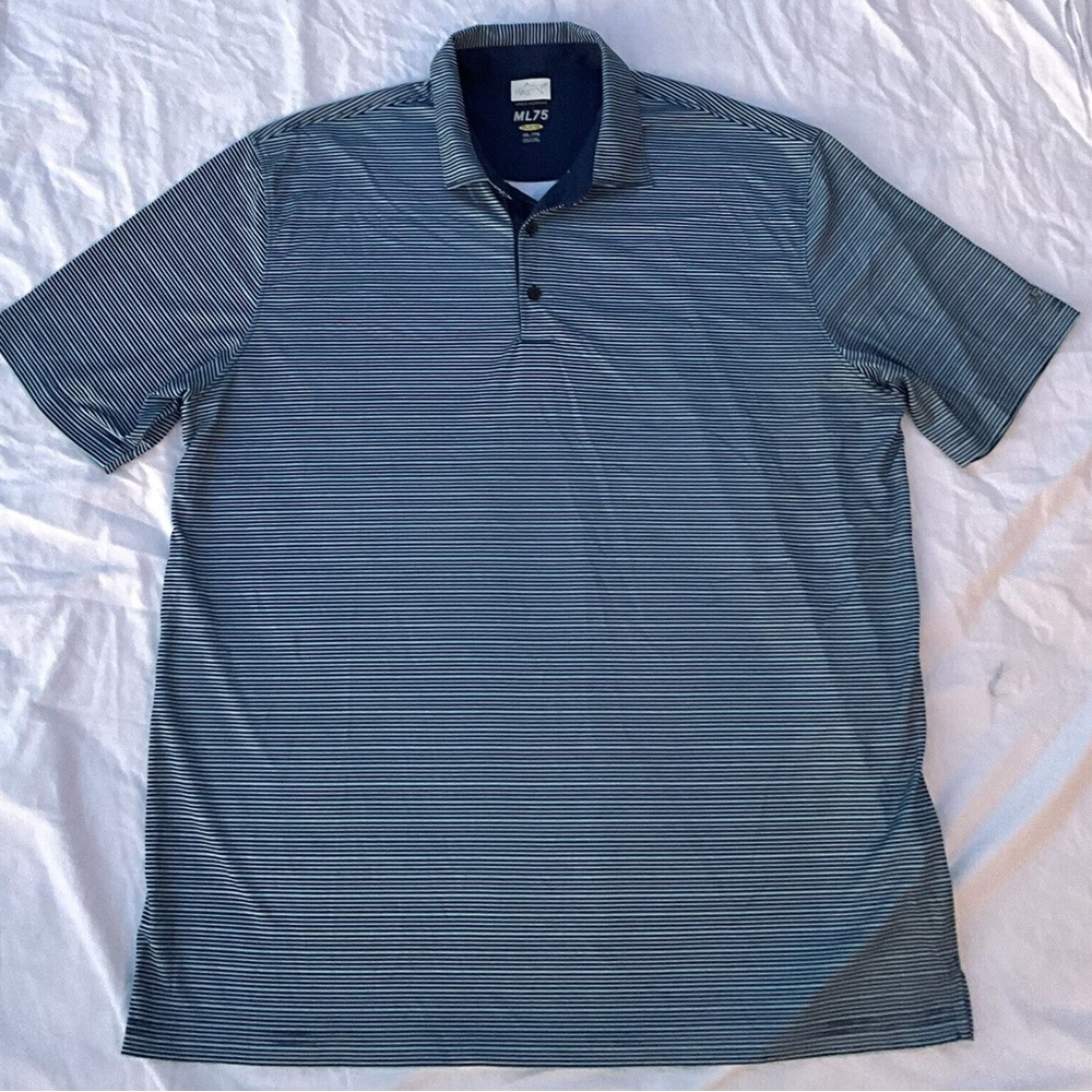 GREG NORMAN PLAY DRY Men XXL Performance Short Sleeve Golf Polo Shirt Blue 2XL